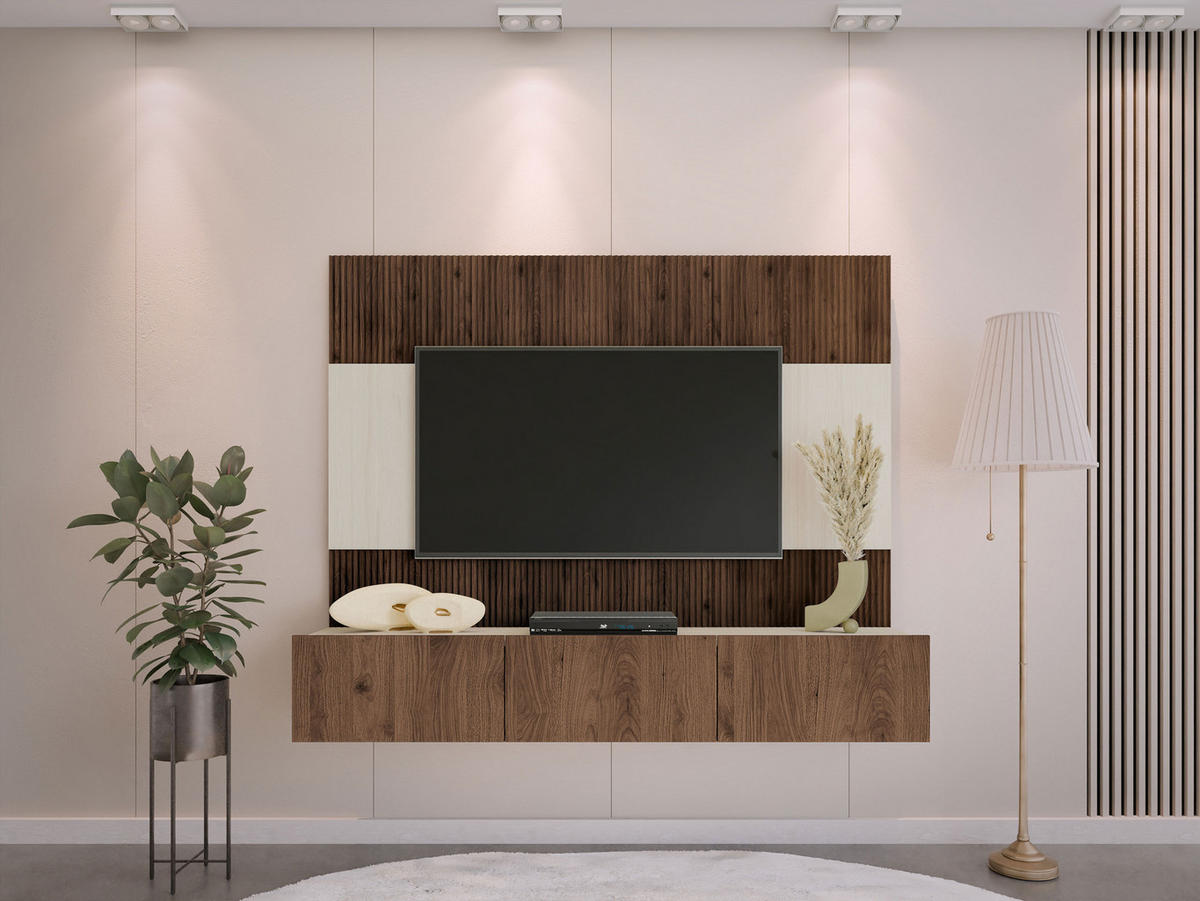 WOHNWAND Deromi III - Braun, Holzwerkstoff (180/150/38cm) - MIRJAN24