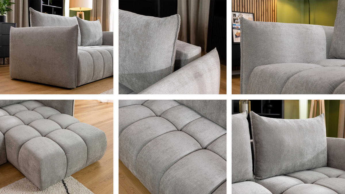 ECKSOFA Marsala, Seite: Links - Schwarz/Grau, Holz/Kunststoff (245/167cm) - MIRJAN24