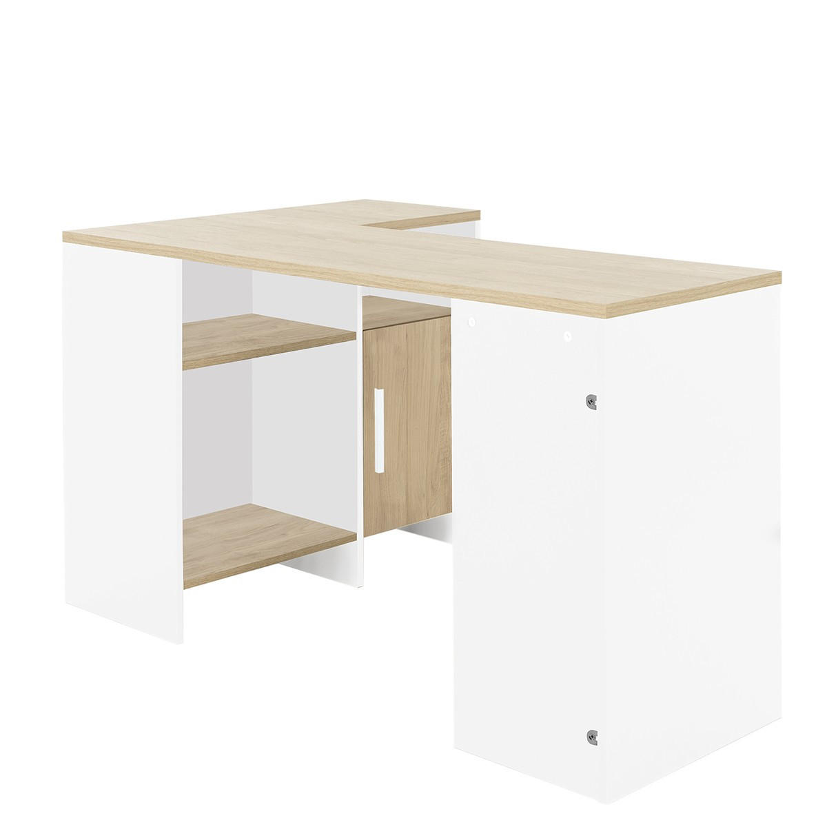 INDUSTRIAL Eckschreibtisch Liverpool - Französische Herstellung - Weiß, Holzwerkstoff (136/88/76cm) - Calicosy