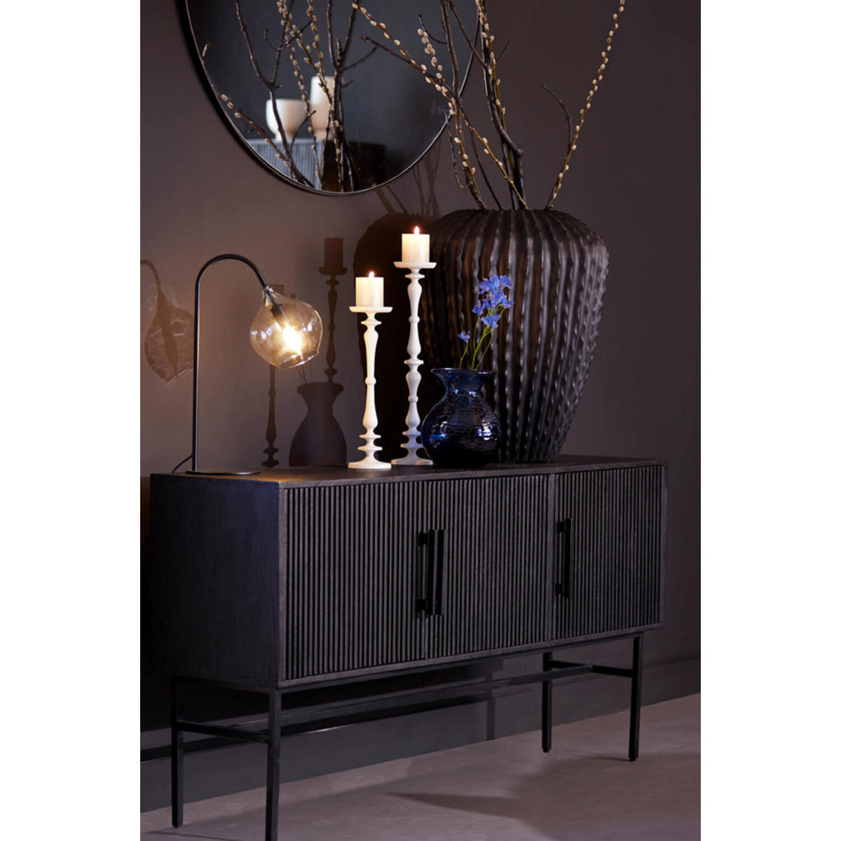 TISCHLAMPE Rakel Schwarz Ø28/50,5 cm - Schwarz, Glas (28/17/50.5cm) - Light & Living