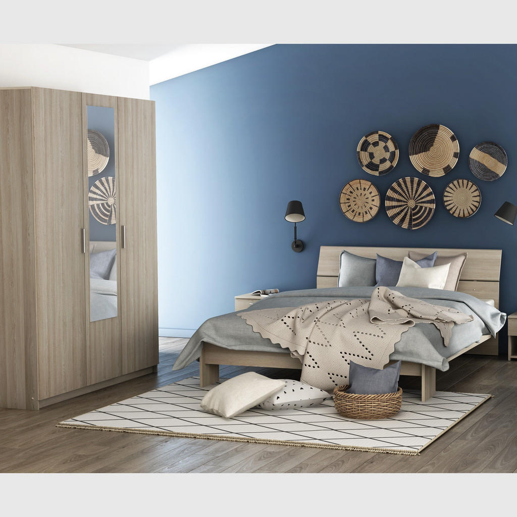 Thumbnail - Calicosy Kleiderschrank, Eiche Artisan, Holzwerkstoff, 51.4x191.5x133.5 cm, Schlafzimmer, Kleiderschränke, Drehtürenschr...