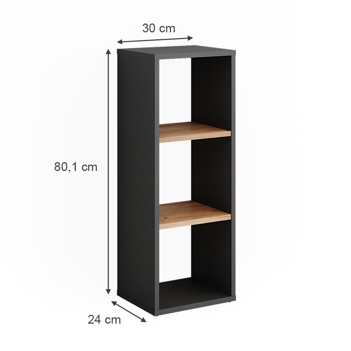 BOTNÍK Orlando Antracit/zlatý dub - medově dubová/antracitová, kompozitní dřevo (30/80.1/24cm) - Vicco