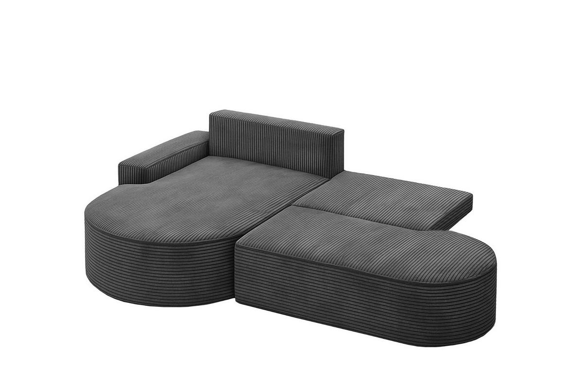 ECKSOFA mit Schlaffunktion und Bettkasten Modena Runden stoff Poso Graphit Links - Graphitfarben, Holz/Textil (179/278cm) - Kaiser Möbel