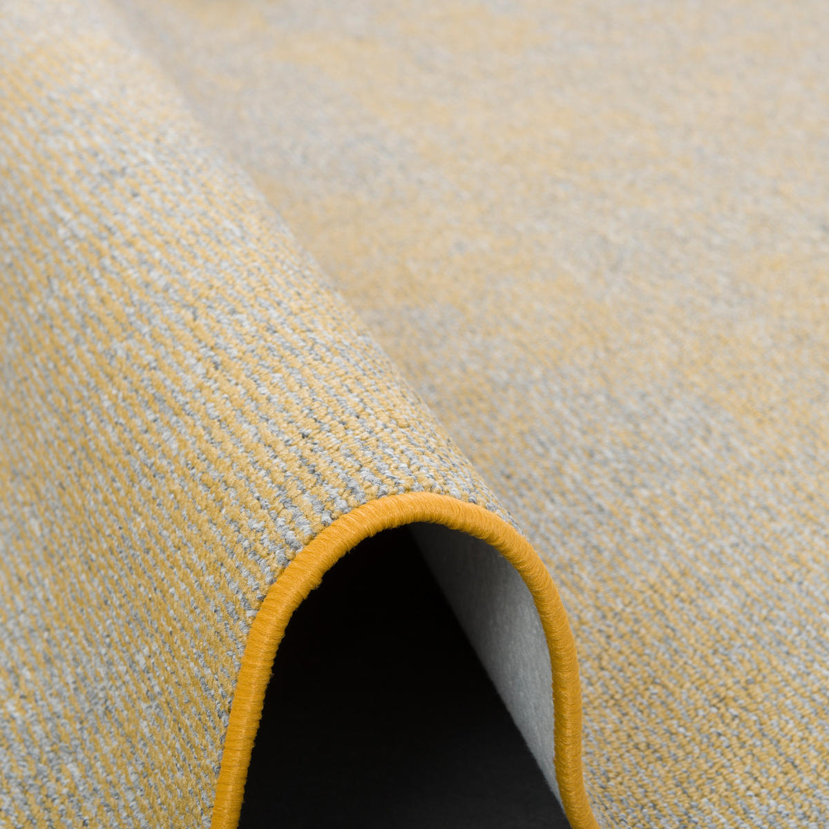 STREIFENBERBER TEPPICH LÄUFER LINES MELIERT - Gelb/Grau, Textil (100/100cm) - Snapstyle