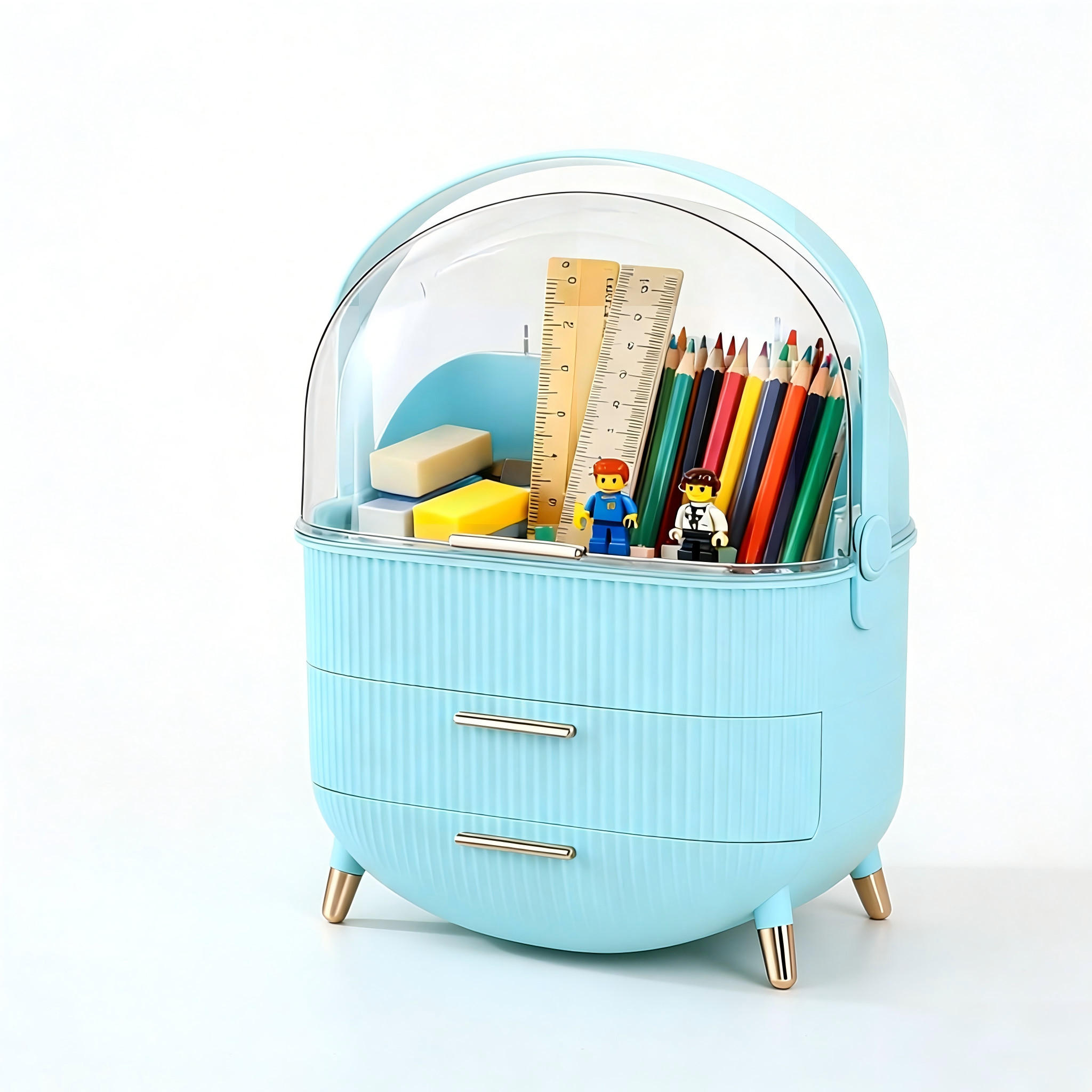 KOSMETIK ORGANIZER Seraphina 29/19/38 cm - Hellblau, Kunststoff (19/38/29cm) - ZMH
