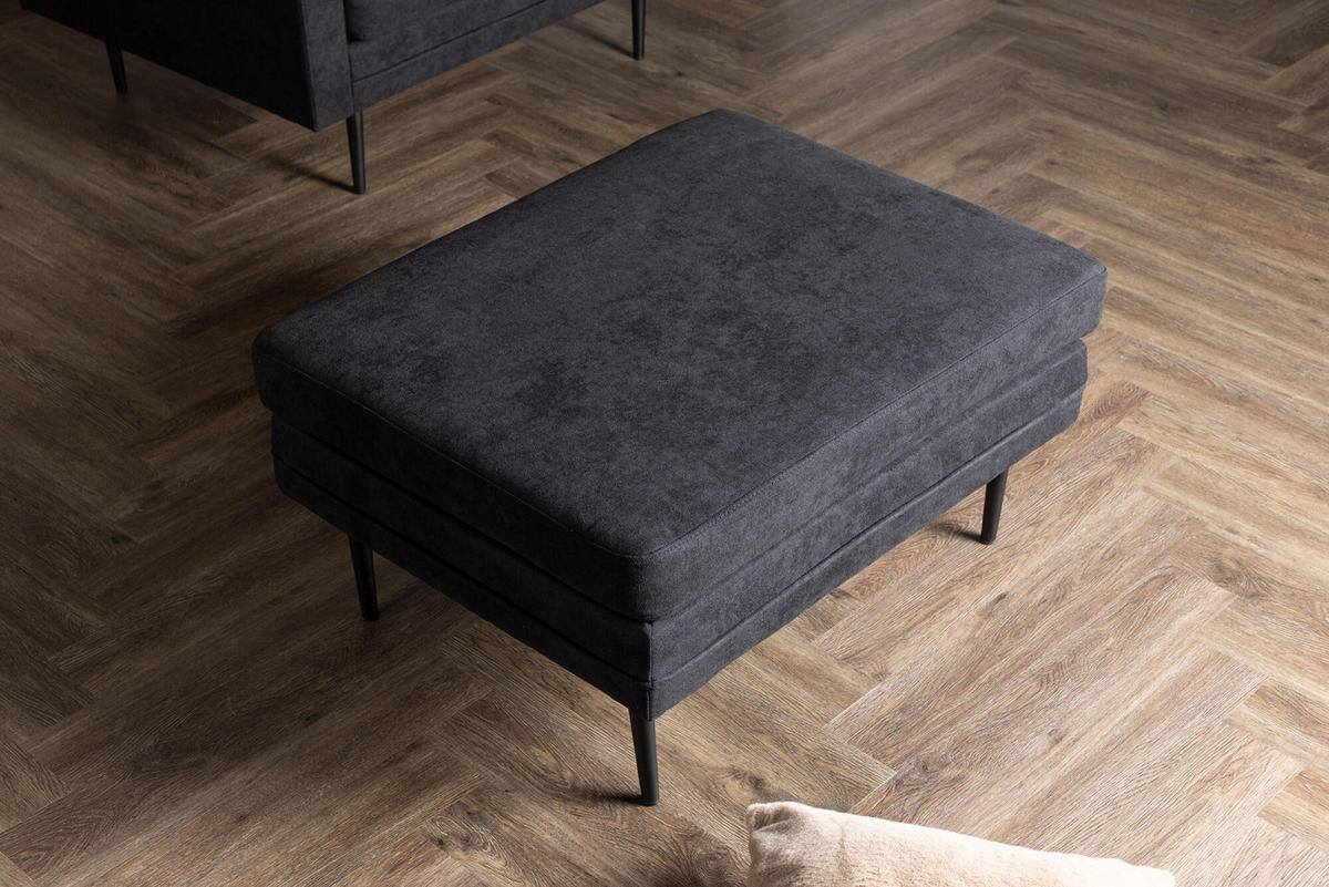 OTTOMANE BOOM Schwarz 90x70x49 cm - Schwarz, Textil (90/49/70cm) - FURNLUX