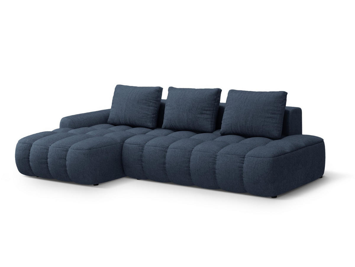 AUSKLAPPBARES-ECKSOFA links mit Container Linz aus strukturiertem Stoff dunkelblau 3 Sitzplätze - Dunkelblau, Textil (142/275cm) - Cosmopolitan Design