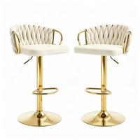 BARHOCKER 2er-Set höhenverstellbar drehbar Samt Cream White - Weiß, Metall (49.5/98/50.51cm) - Meubliv