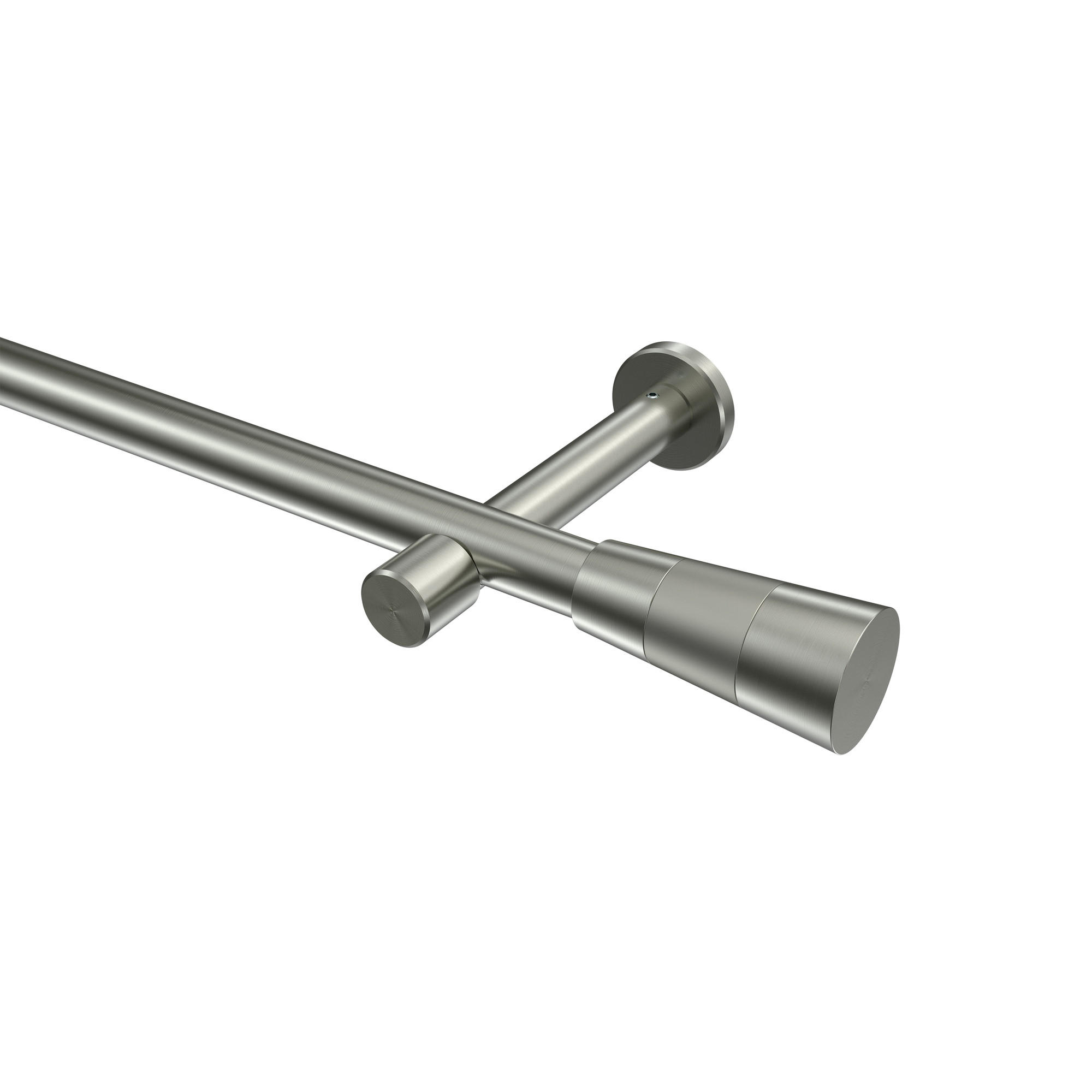 GARDINENSTANGEN-SET Prestige Tanara 420 cm (geteilt in 3 x 140 cm), 1-läufig (ohne Ringe), 20 mm Ø Edelstahl-Optik - Edelstahlfarben/Silberfarben, Metall (420cm) - INTERDECO