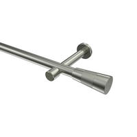 GARDINENSTANGEN-SET Prestige Tanara 420 cm (geteilt in 3 x 140 cm), 1-läufig (ohne Ringe), 20 mm Ø Edelstahl-Optik - Edelstahlfarben/Silberfarben, Metall (420cm) - INTERDECO