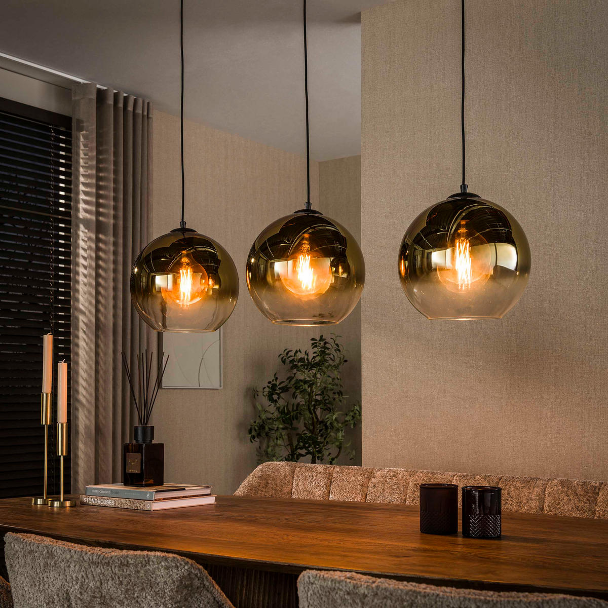 HÄNGELEUCHTE Bubble Gold 29/115/150 cm - Goldfarben, Glas (29/115/150cm) - Hoyz Collection