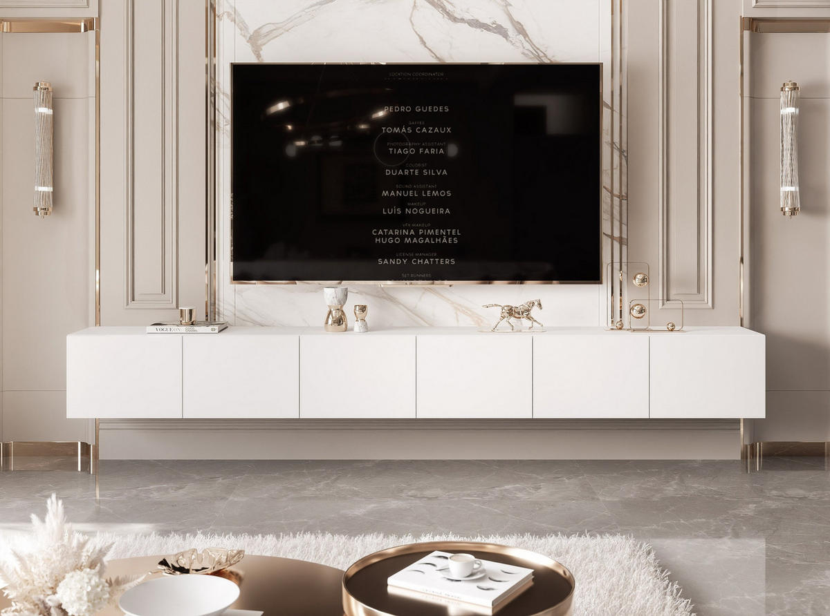 TV-LOWBOARD weiß matt, hängend mit LED-Beleuchtung - Weiß, Holzwerkstoff (300/36/40cm) - Idohome