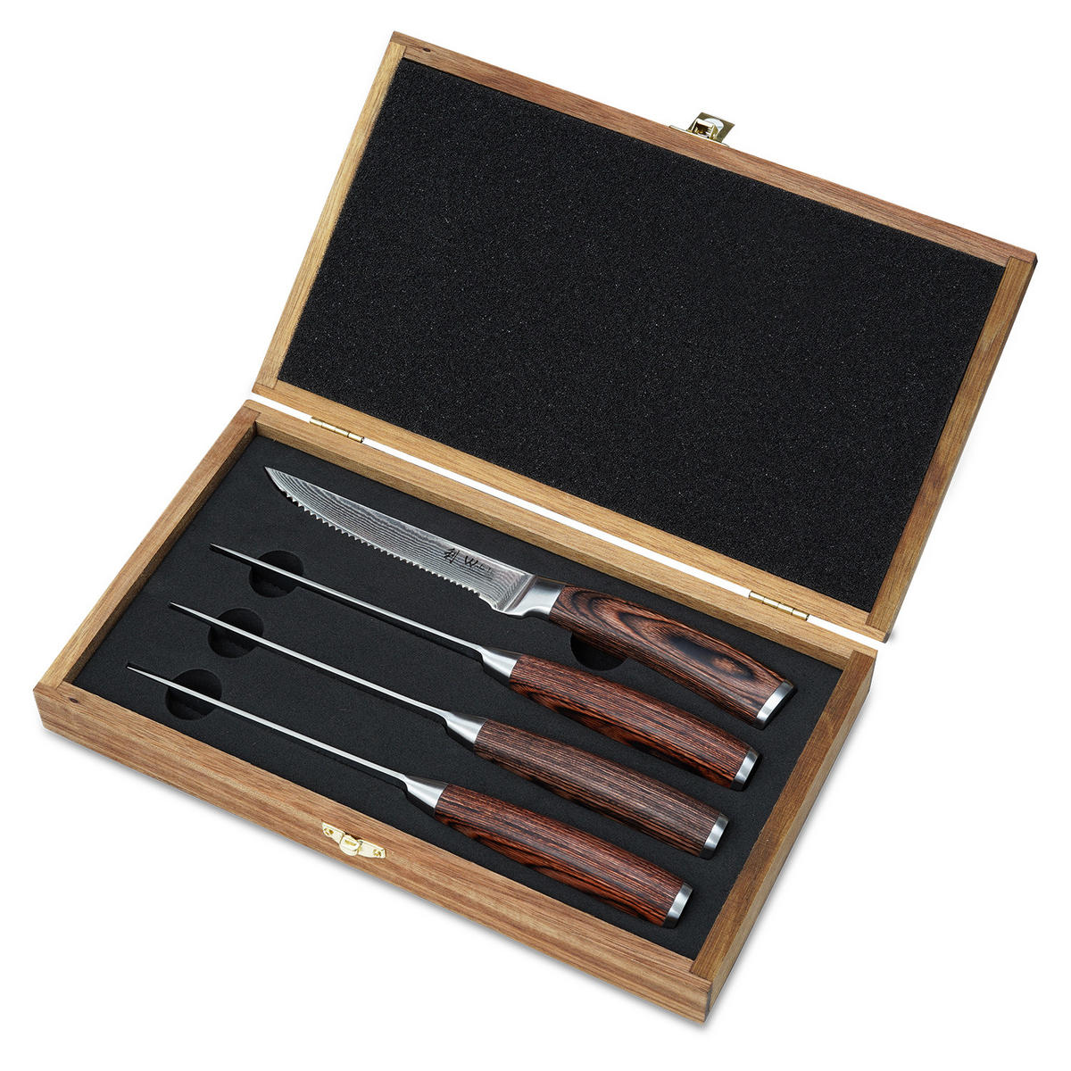 STEAKMESSER Set 4 tlg. I EDIB - Braun, Holz/Metall (30cm) - Wakoli