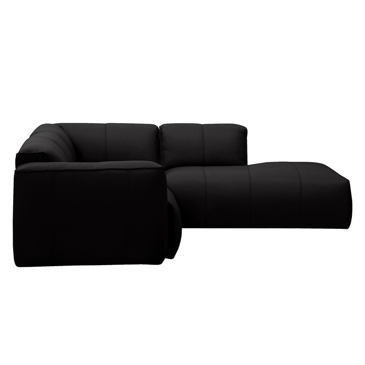 3-SITZER ECKSOFA mit Recamiere - Schwarz, Leder/Kunststoff (295/231cm) - home24