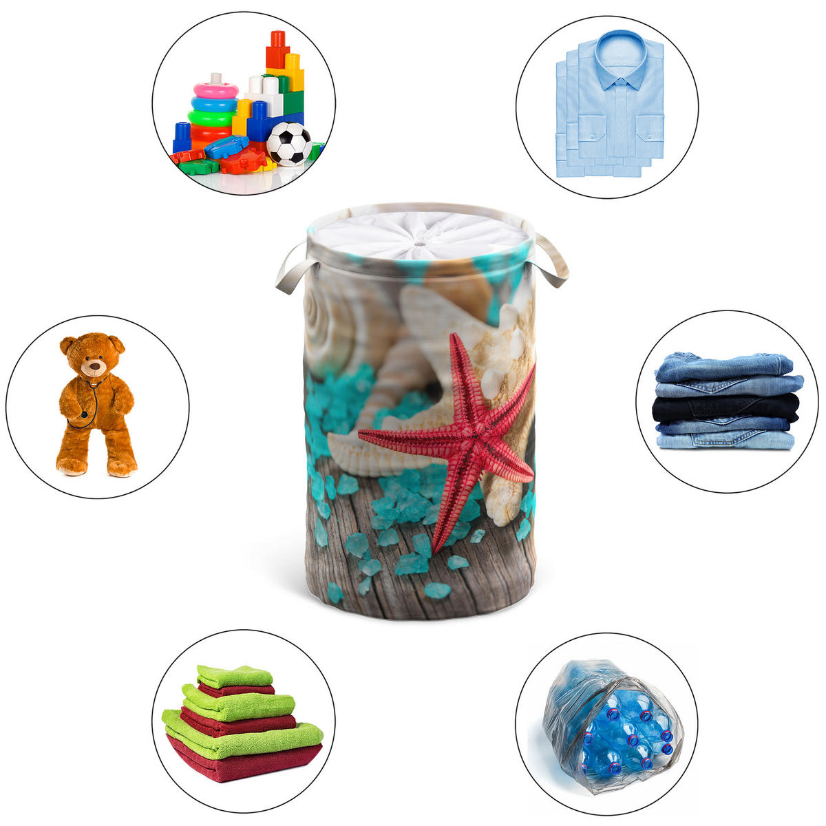 WÄSCHEKORB Bath Salt - Türkis, Textil (37/55/55cm) - Sanilo