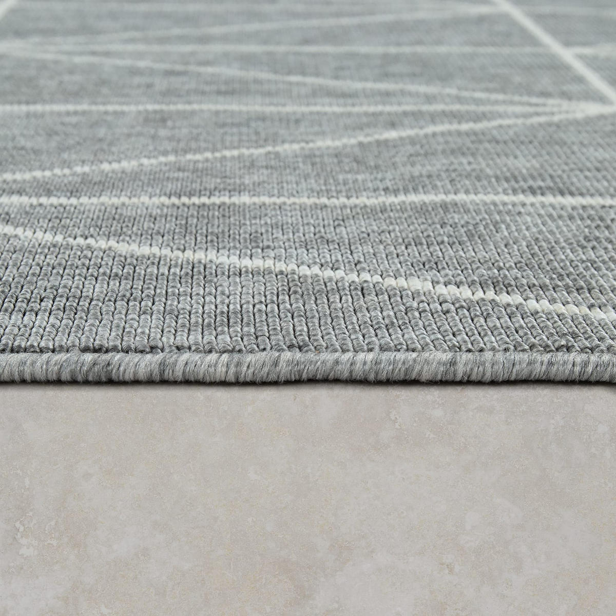 TEPPICH Outdoor Geometrisch Balkon, Terrasse schmutzabweisend Grau Rechteckig 160x230 - Grau, Textil (160/230cm) - KADIMA DESIGN