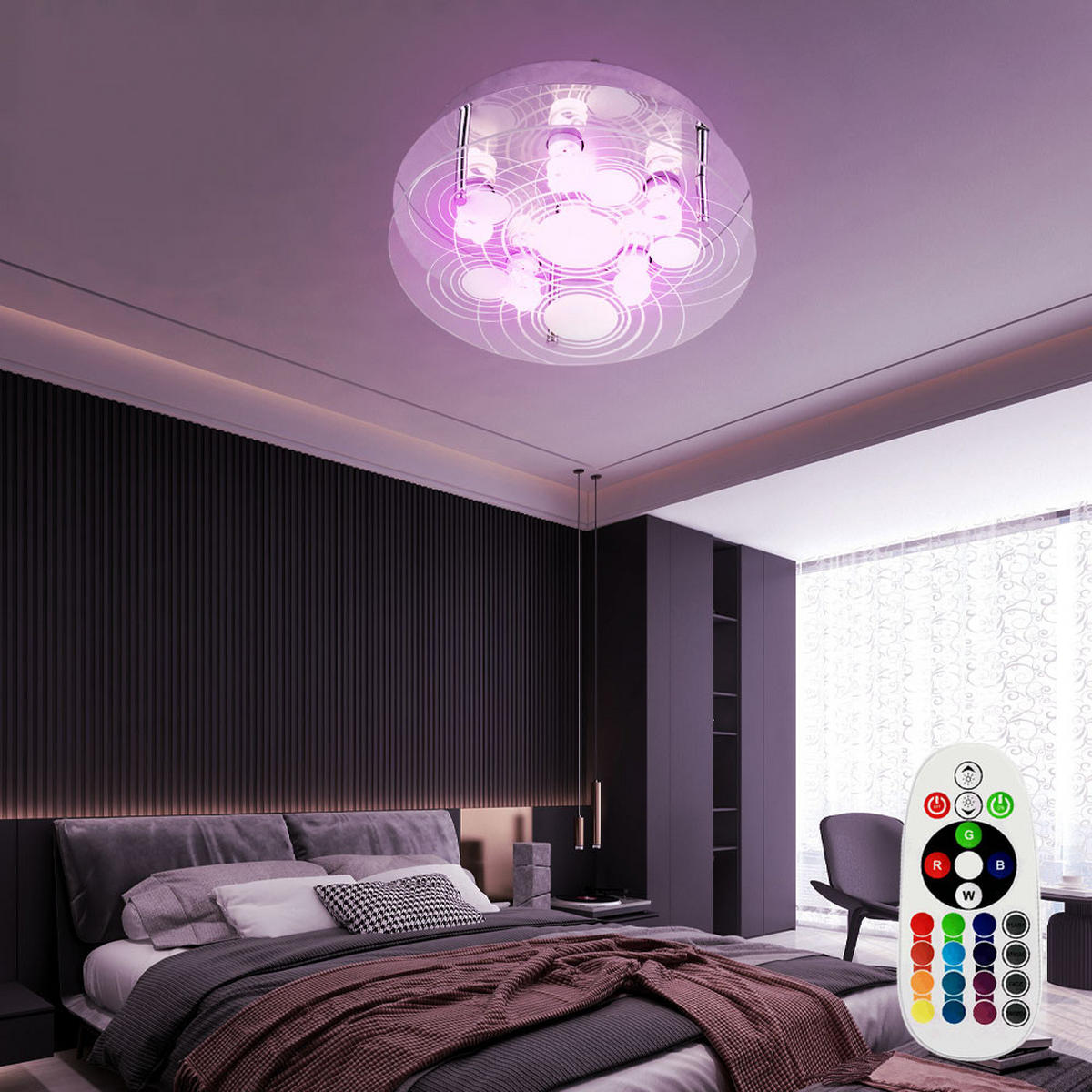 LED DECKENLEUCHTE Silber Glas satiniert - Silberfarben, Glas (33/33/12.5cm) - Globo Lighting