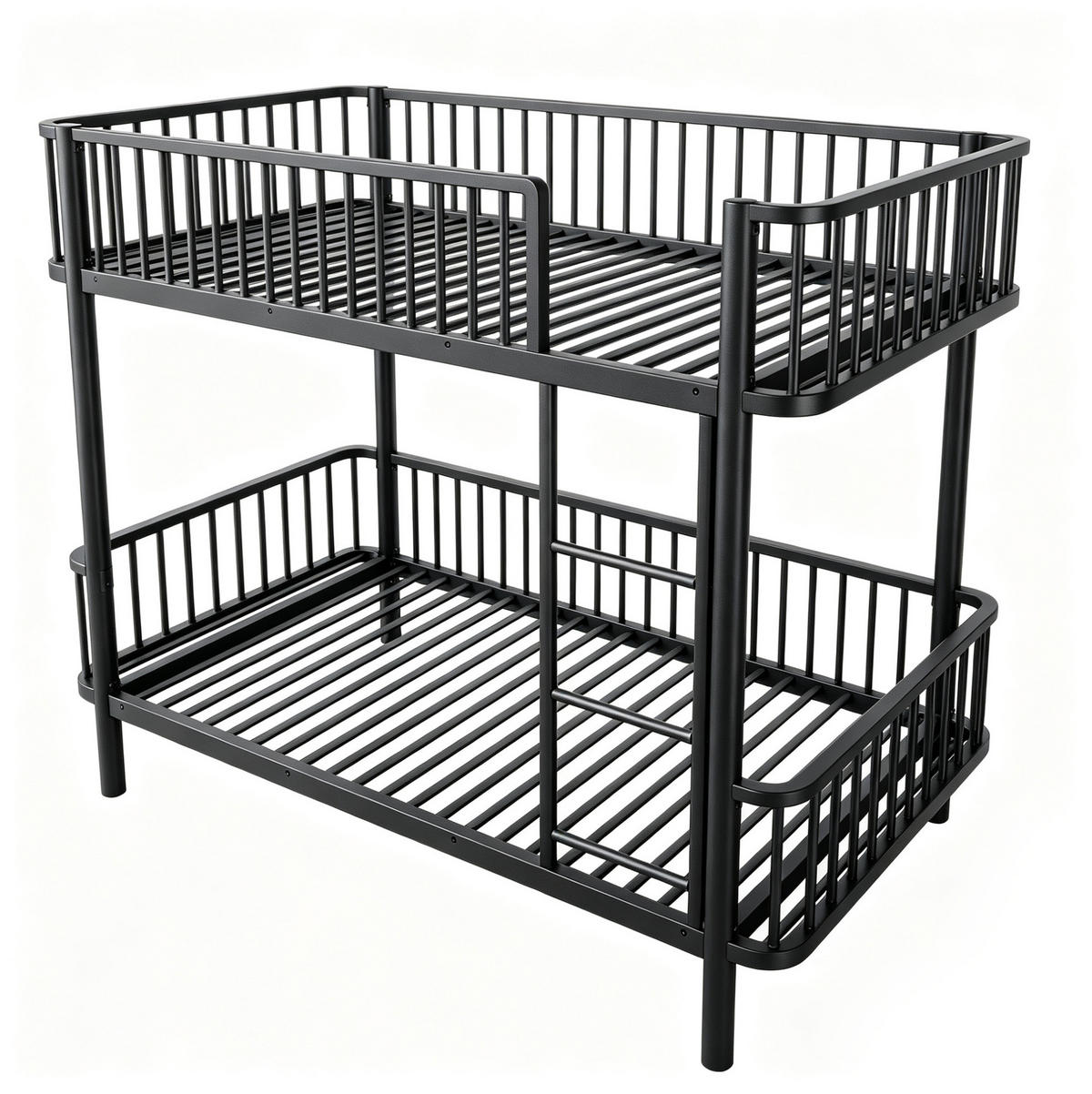 ETAGENBETT aus Metall 90x200 cm Schwarz mit Sicherheitsgeländern - Schwarz, Metall (90/200cm) - Modfu