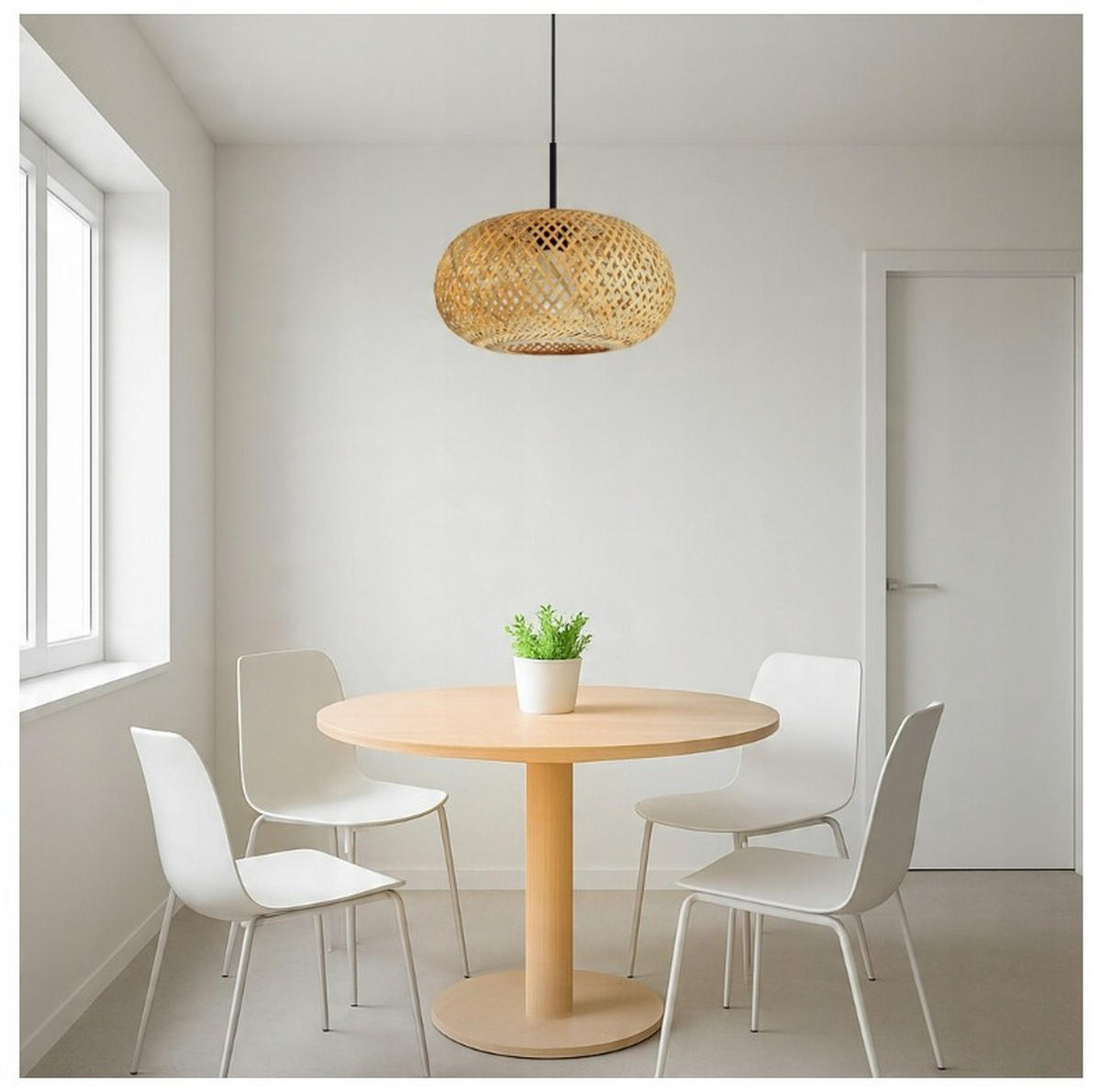 PENDELLEUCHTE BOHO - Beige, Holz/Metall (40/40/100cm) - kiki design