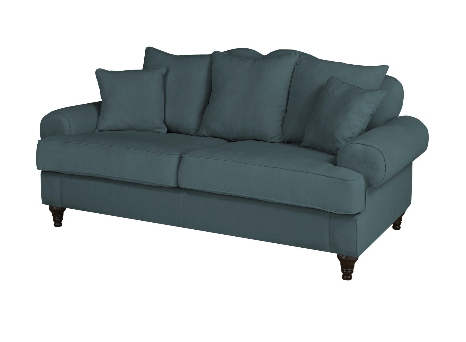 SOFA blaugrün Landhaus, Couch 3-Sitzer 200 cm - Dunkelgrün, Holz/Textil (200/95/100cm) - Furn.Design