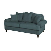 SOFA blaugrün Landhaus, Couch 3-Sitzer 200 cm - Dunkelgrün, Holz/Textil (200/95/100cm) - Furn.Design
