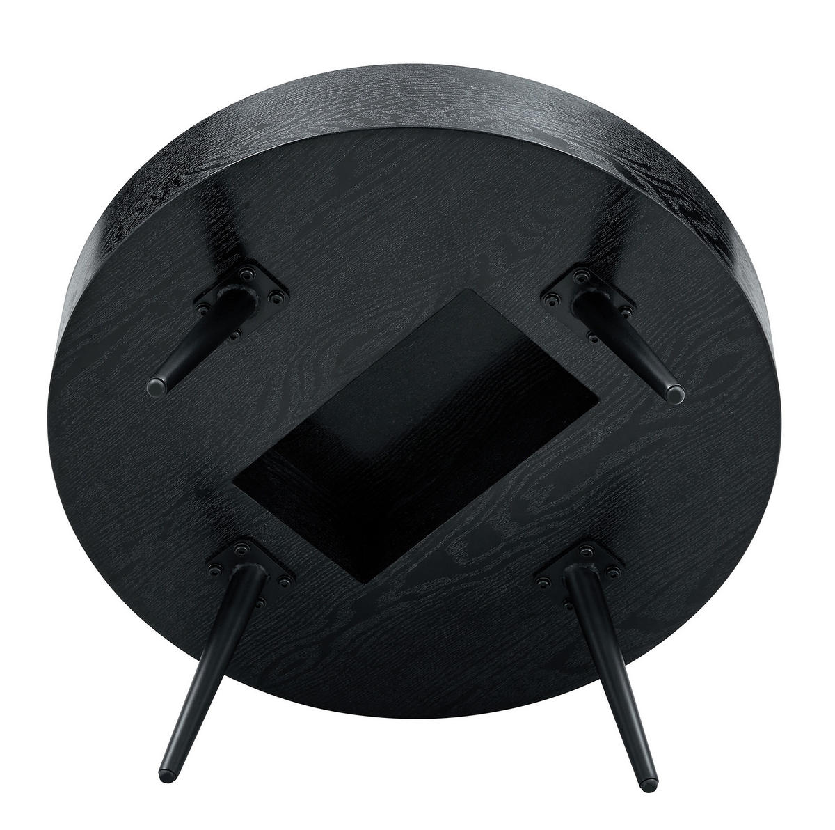 COUCHTISCH 70/70/35,5 cm mit runder Tischplatte, verstellbaren Füßen und MDF-Holzoptik, Schwarz - Schwarz, Holzwerkstoff (70/70/35.5cm) - Redom