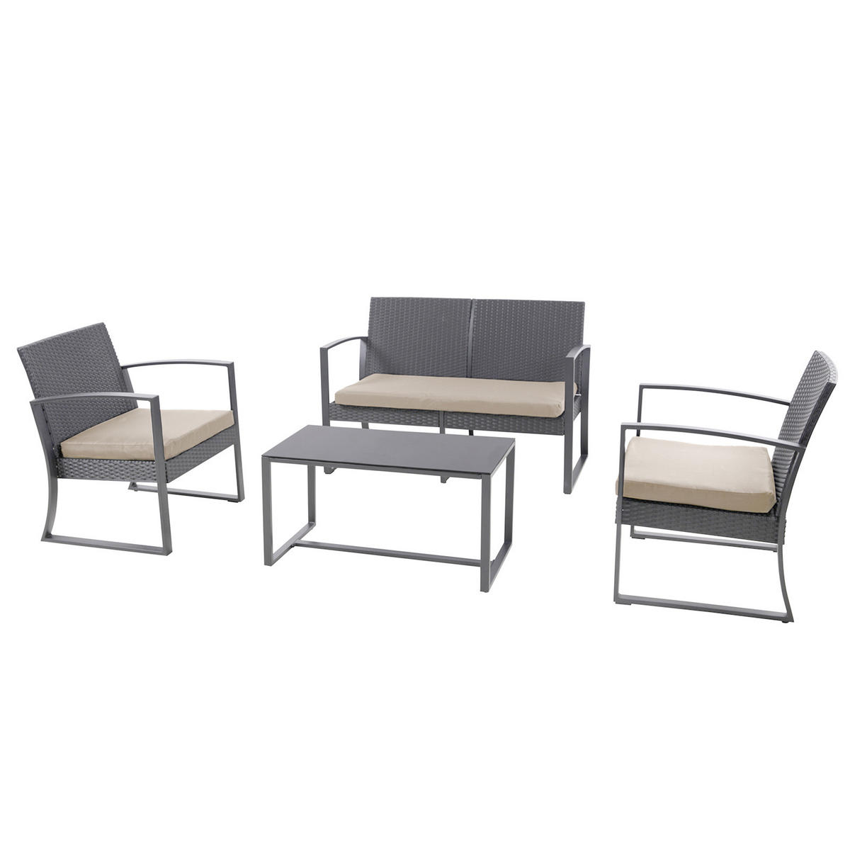 GARTENSET Lois XL Grau/Beige - Beige/Grau, Kunststoff - SVITA