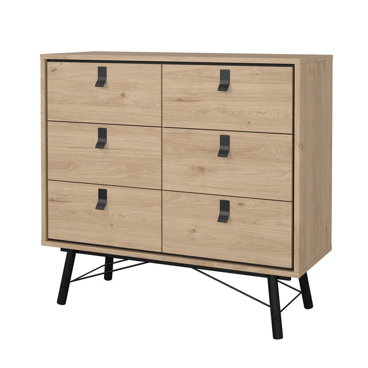 DOPPELTE Kommode mit 6 Schubladen mit Metallgestell joyce 101,8/40,1/94,8 cm - Zwetschgeholzfarben, Holzwerkstoff (40.1/94.8/101.8cm) - Calicosy