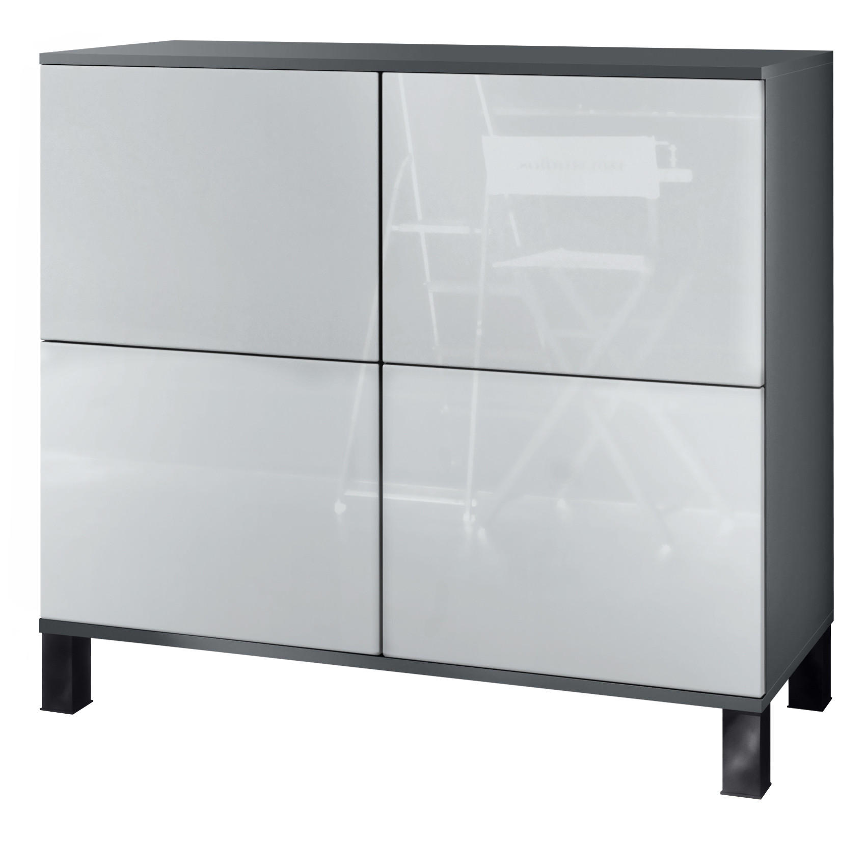 Vladon Kommode Weiß Hochglanz 92.5x84.5x35 cm
