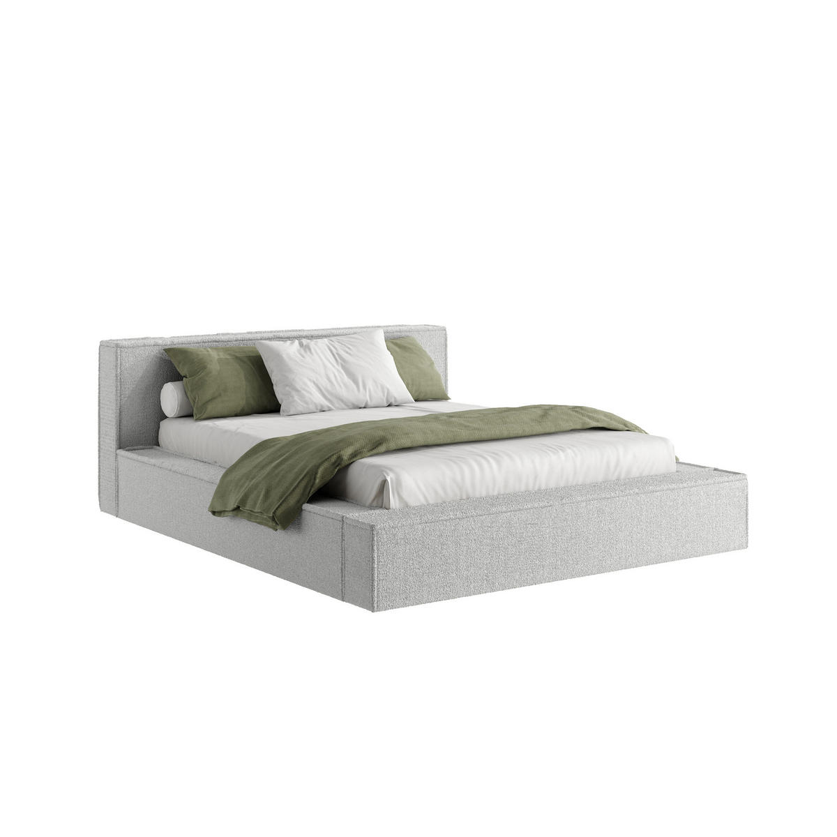 POLSTERBETT Menfi 180x200 cm, Hellgrau - Grau, Textil (180/200cm) - Fedve