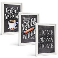 BILDER SET 3er Set - 40x60 cm Weißer Rahmen - Motive und Inschriften für die Küche - Weiß, Kunststoff (40/60cm) - TULUP