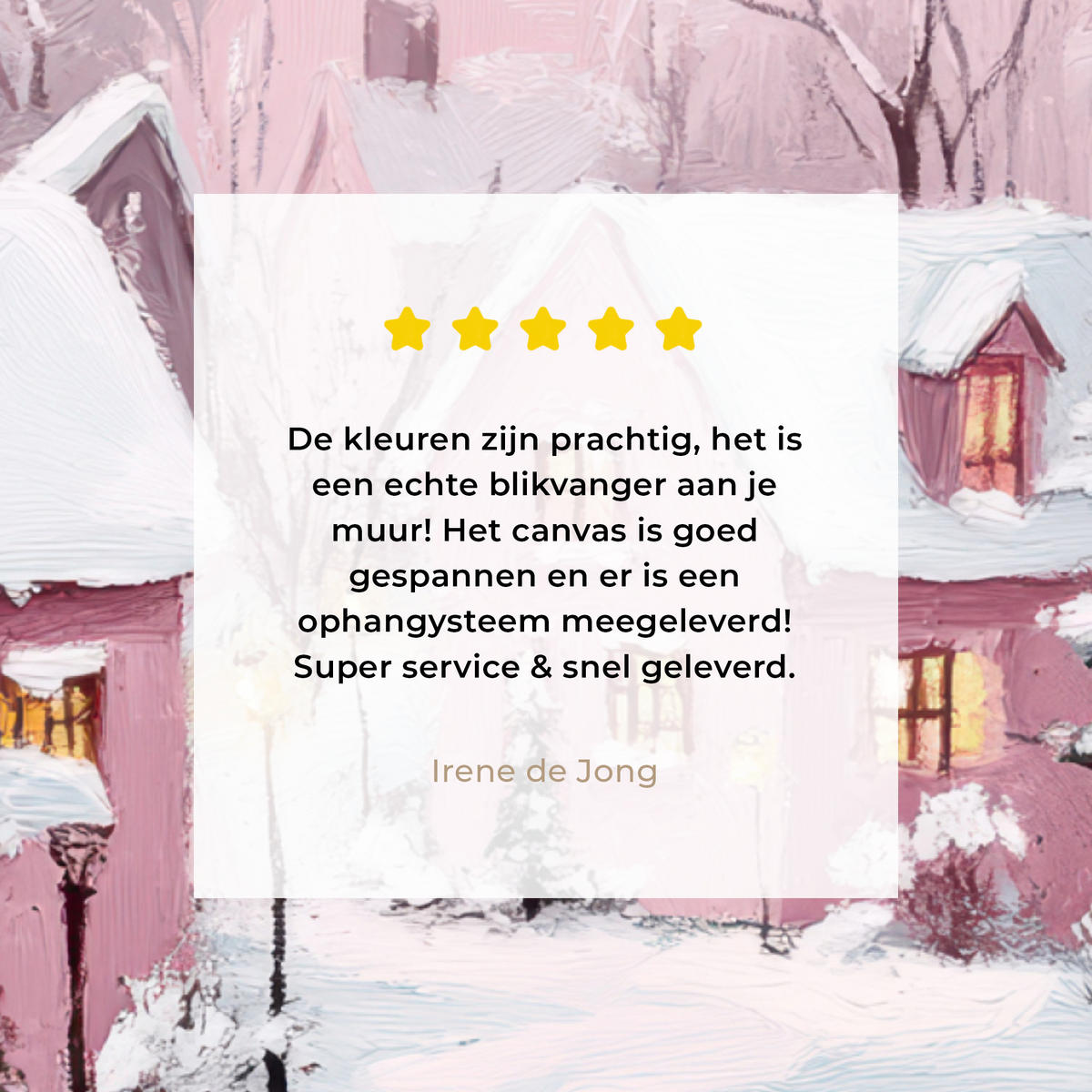 LEINWANDBILD Weihnachtsdorf - Rosa - Winter - Schnee - Häuser Wandbild 40x30 cm - Altrosa, Textil (40/30cm) - MuchoWow