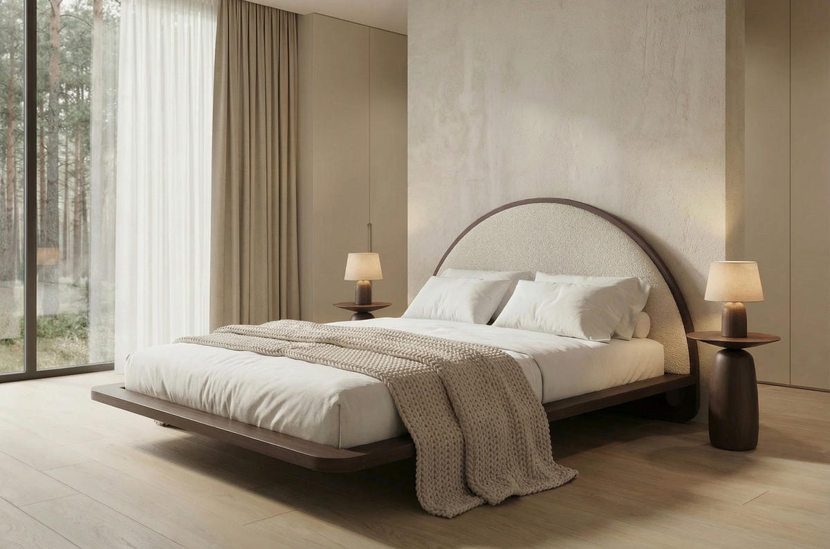 MASSIVHOLZBETT Momoko 180/200, schwebende Optik, Buche - lackiert, Palisanderfarbe - Wengefarben, Holz/Buchenholz (180/200cm) - Visby