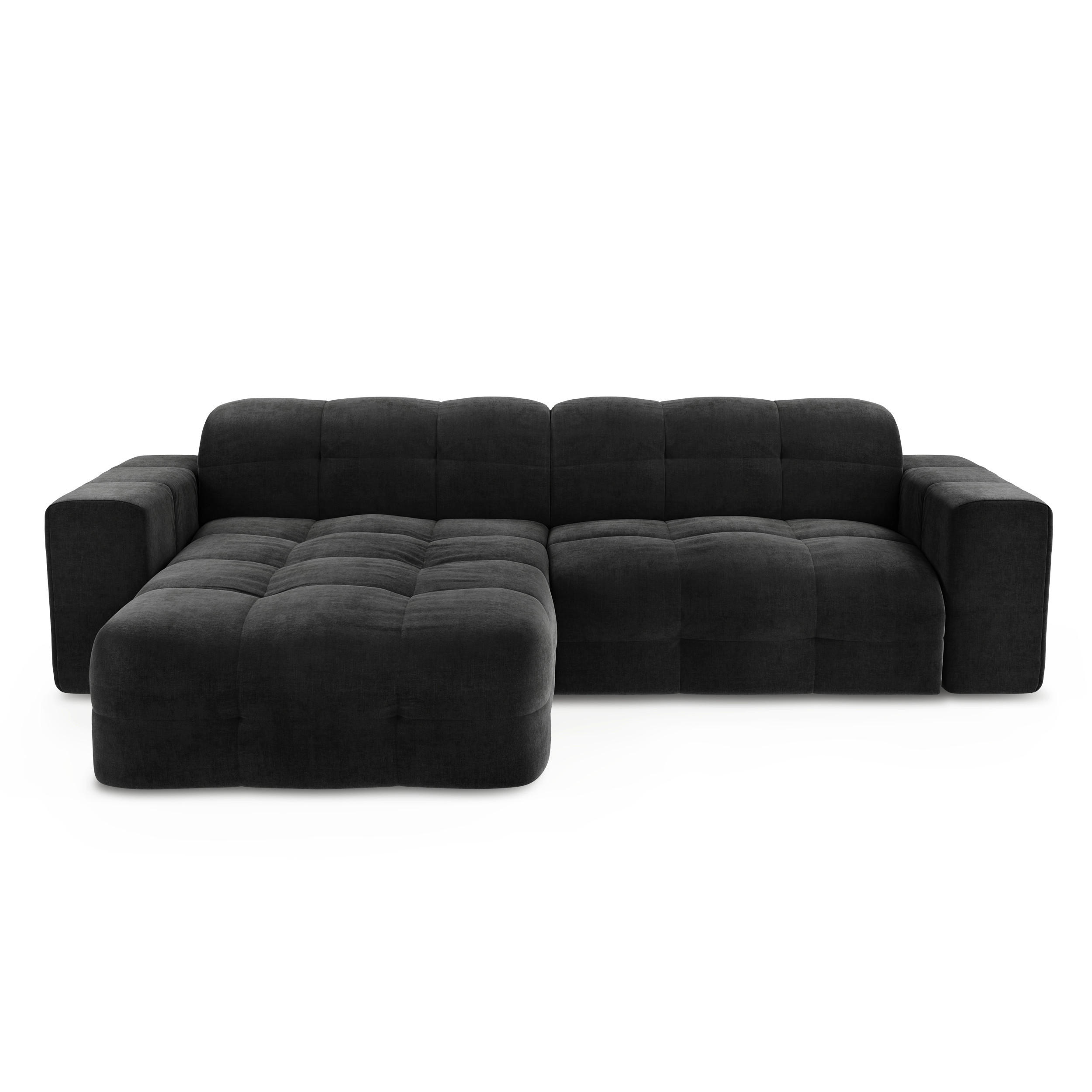 ECKSOFA LINKS Samt Dunkles Anthrazit 230cm - Anthrazit, Textil (155/230cm) - Sia Home