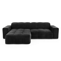 ECKSOFA LINKS Samt Dunkles Anthrazit 230cm - Anthrazit, Textil (155/230cm) - Sia Home
