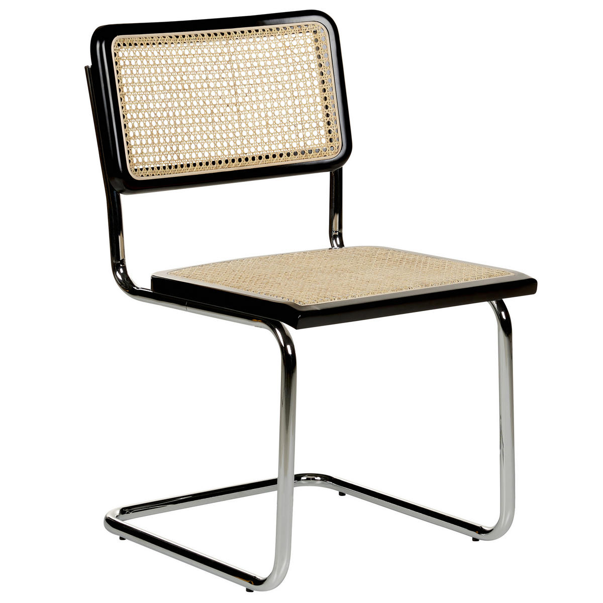 ESSZIMMERSTUHL 2er-Set Rattan natürlich/schwarz Cordova - Schwarz/Naturfarben, Naturmaterialien (49/83/50cm) - Beliani