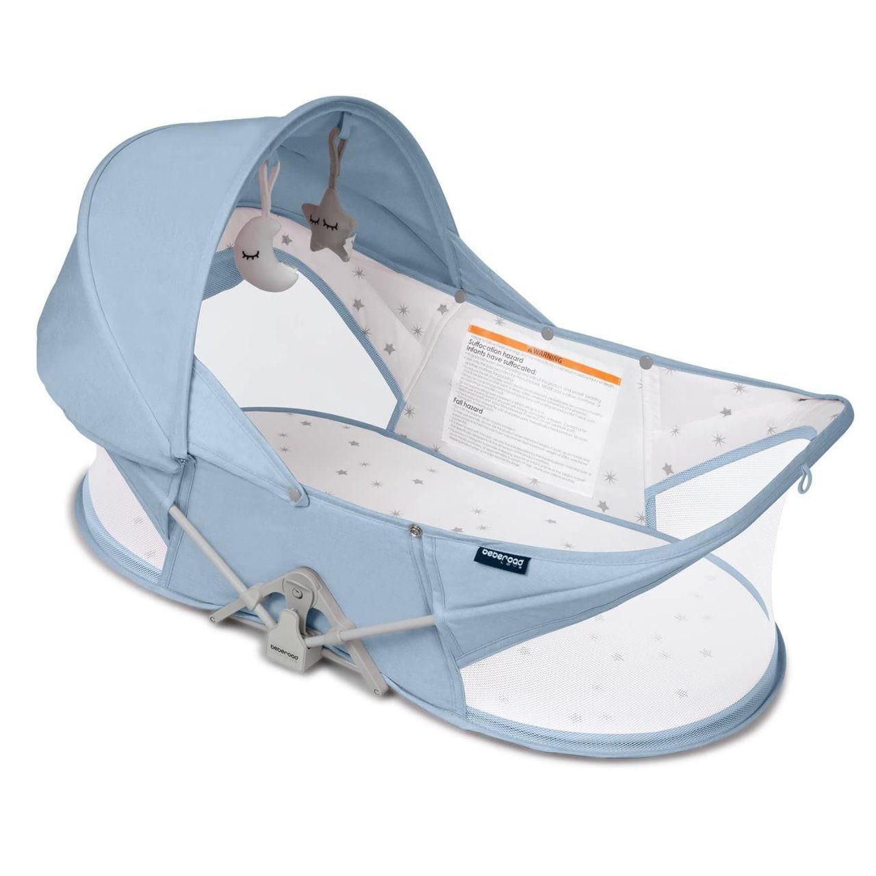 REISEBETT Stubenwagen Blau 82x44x30cm - Blau, Naturmaterialien - Beberoad