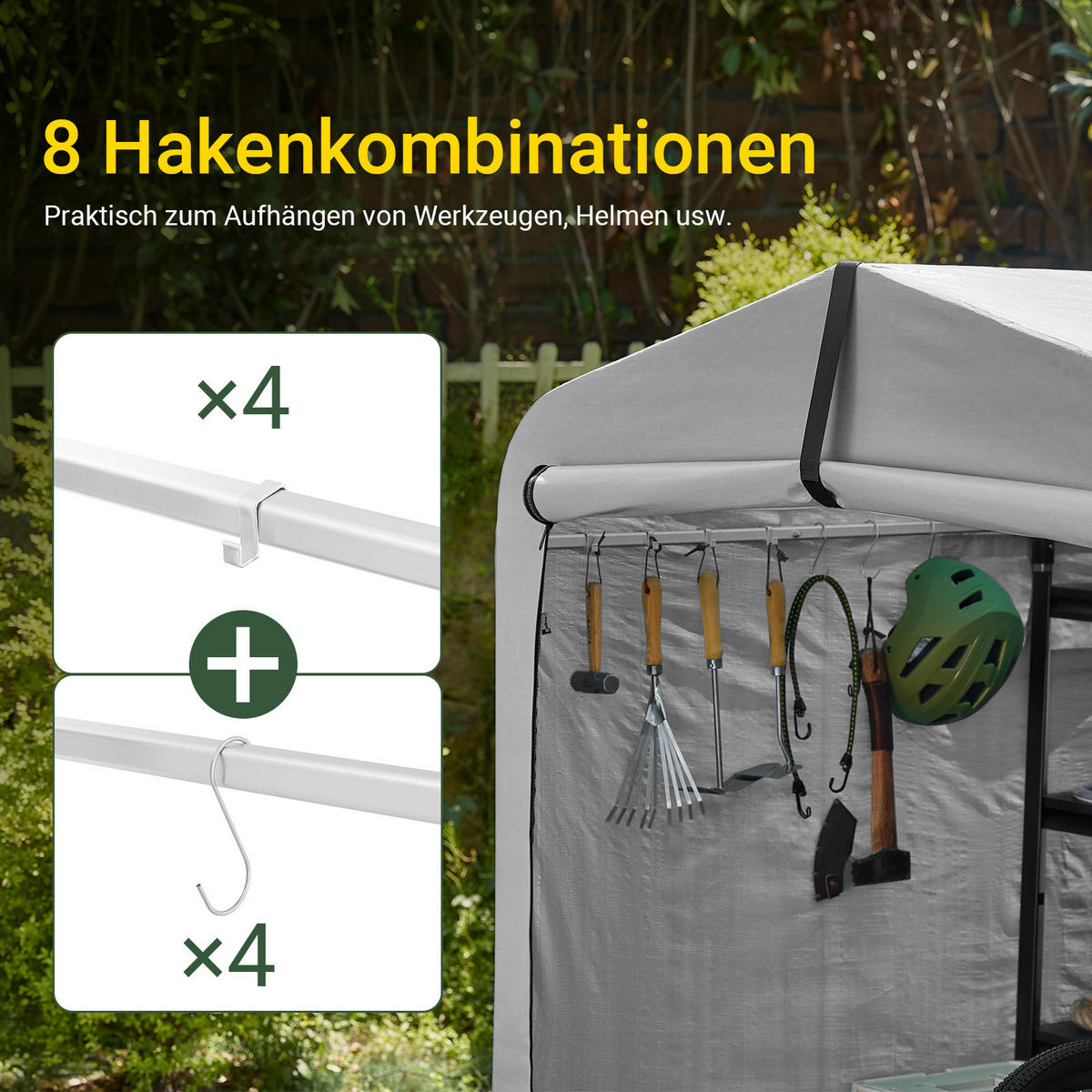 CYKELGARAGE Grå 165x219x159cm - Silverfärgad, Plast (159/165/219cm) - SoBuy