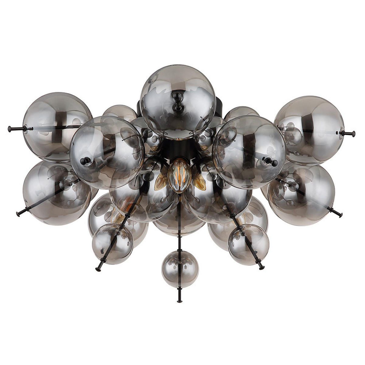 DECKENLEUCHTE Metall Glas schwarz/rauchfarben Ø55x28 cm - Grau, Glas (55/55/28cm) - Globo Lighting
