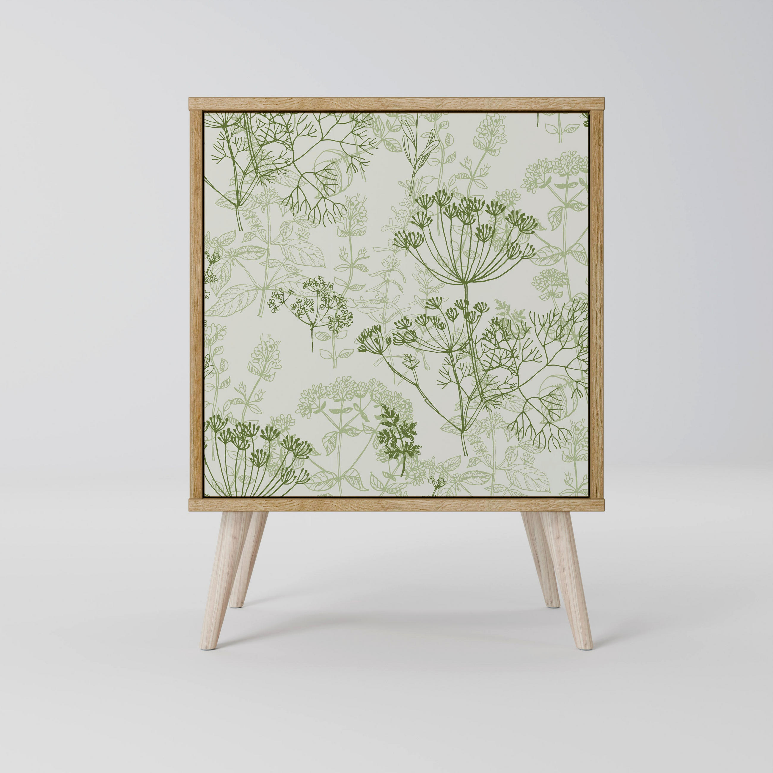 SIDEBOARD FENNEL BALDACHIN, Eichefarben, 57,5x42x77,5 cm, Schräge Buchenholzfüße - Eichefarben/Buchefarben, Holzwerkstoff/Buchenholz (57.5/77.5/42cm) - SpaceRebels