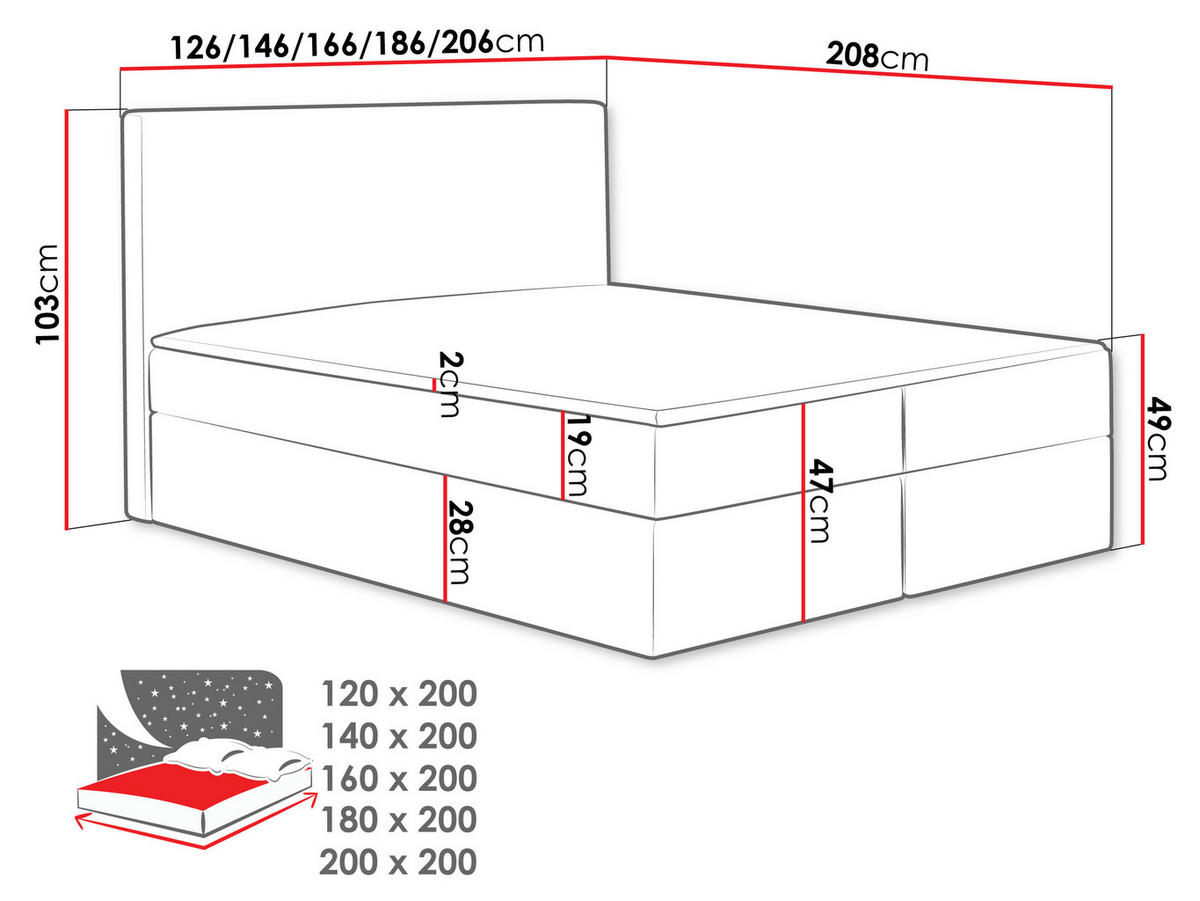 BOXBETT Cosmo - Rot, Holz (160/200cm) - MIRJAN24