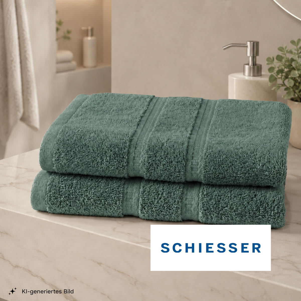 FROTTIERSET Las Palmas - 8-teilig - Seegrün - Grün, Textil (50/100cm) - SCHIESSER