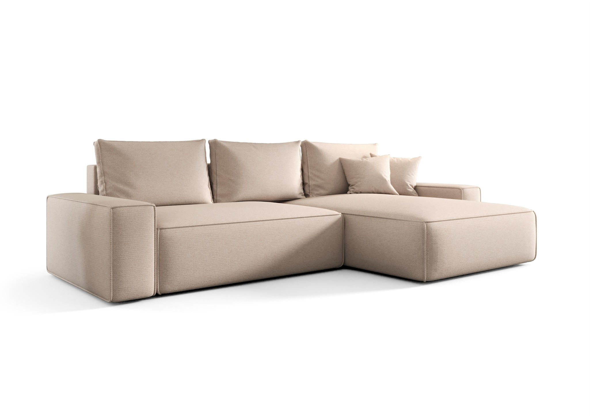 ECKSOFA Walken Mit Schlaffunktion - Creme, Holzwerkstoff/Textil (280/185cm) - Fun Möbel