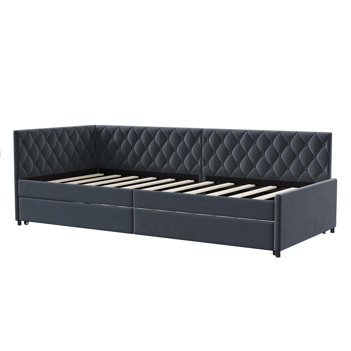 POLSTERBETT Ausziehbares Schlafsofa 2*90 x 200 cm, Grau, Samt - Grau, Textil/Metall (90/200cm)