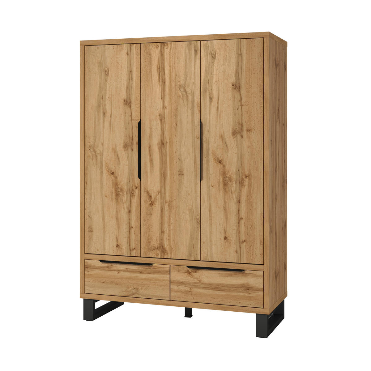 DREHTÜRENSCHRANK HALLETTA 145/210/60 cm 3-türig Eiche Wotan - Eiche Wotan, Holzwerkstoff (145/210/60cm) - MASSENO