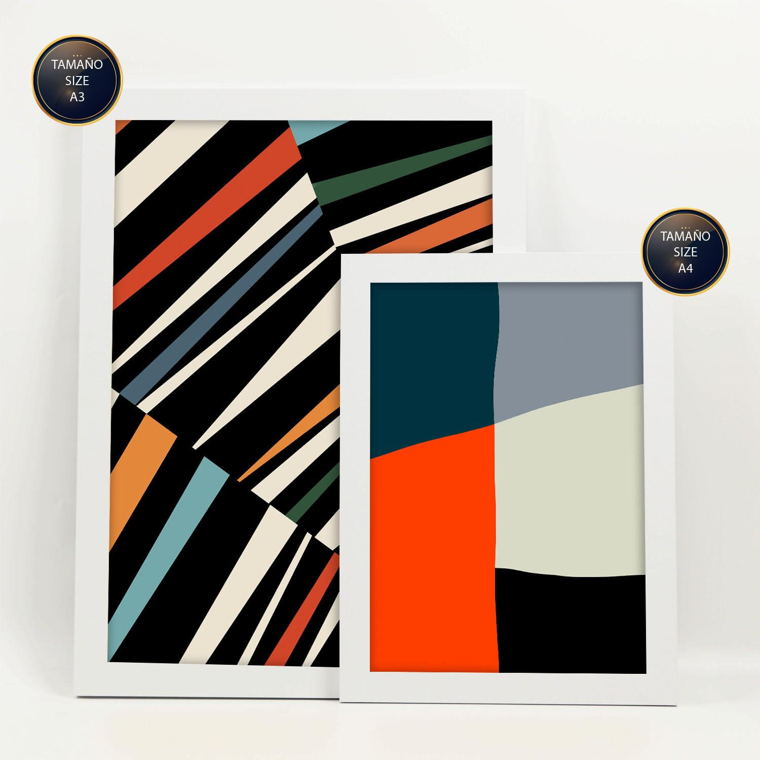 POSTER Set Mit 6 Pastiche Kunst In Form Abstracts Ästhetische Dekorative Gemälde Für Ihr Wohnzimmer, Schlafzimmer, Zuhause A3 & A4 Weißer Rahmen - Weiß, Papier (29/3cm) - Nacnic