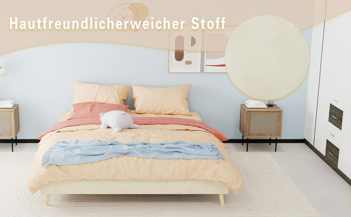 POLSTERBETT 160/200 cm mit stabiler Mehrfachstütze und modernem Design, Beige - Beige, Textil (160/200cm) - Redom