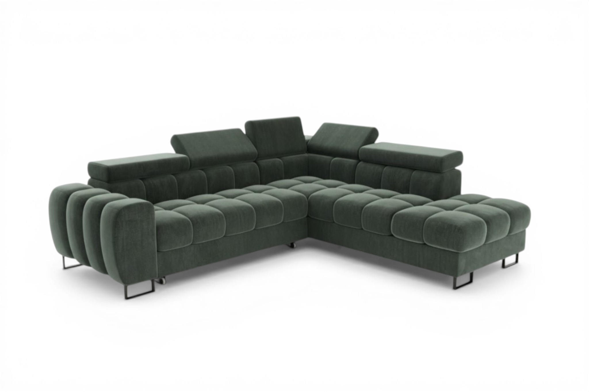 ECKSOFA Bastien Max Mit Schlaffunktion - Grün, Holzwerkstoff/Textil (260/225cm) - Fun Möbel
