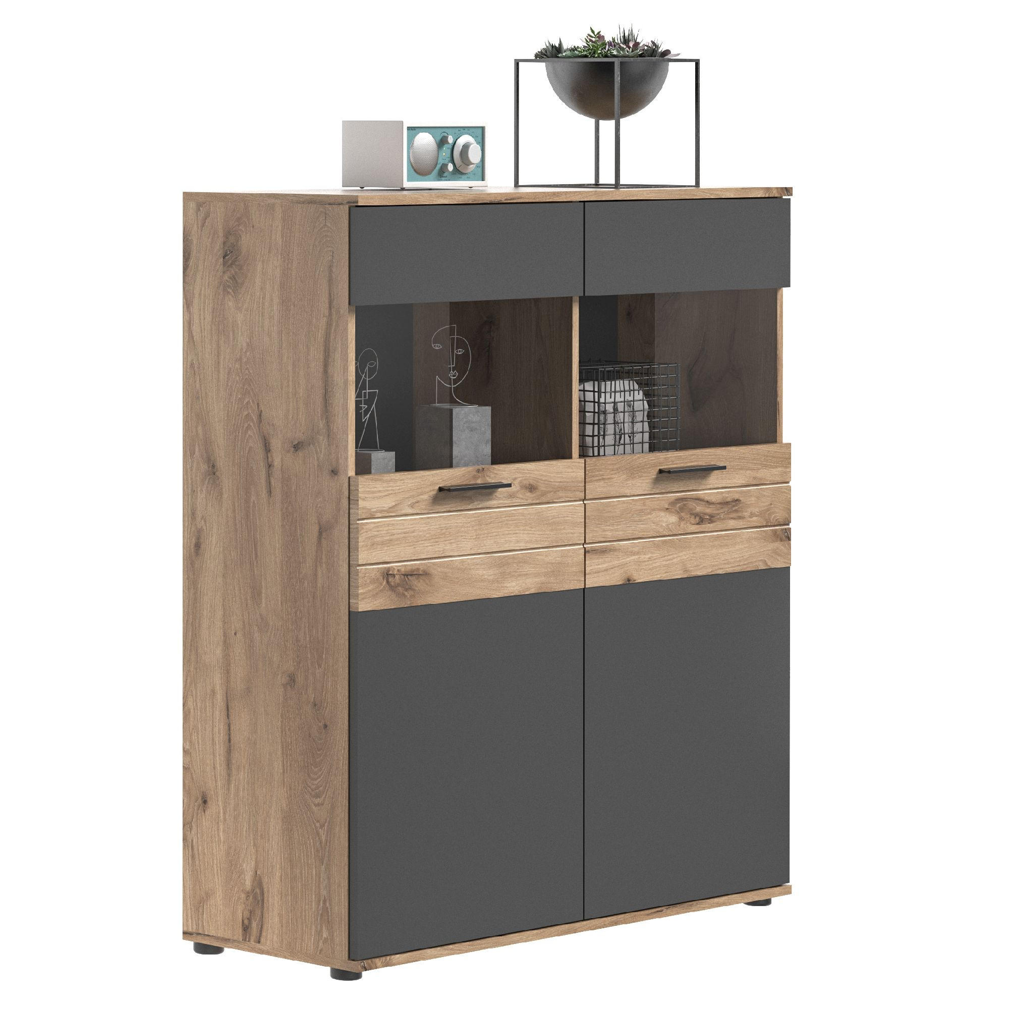 Xonox Vitrine Eiche Wotan 110x122x37 cm