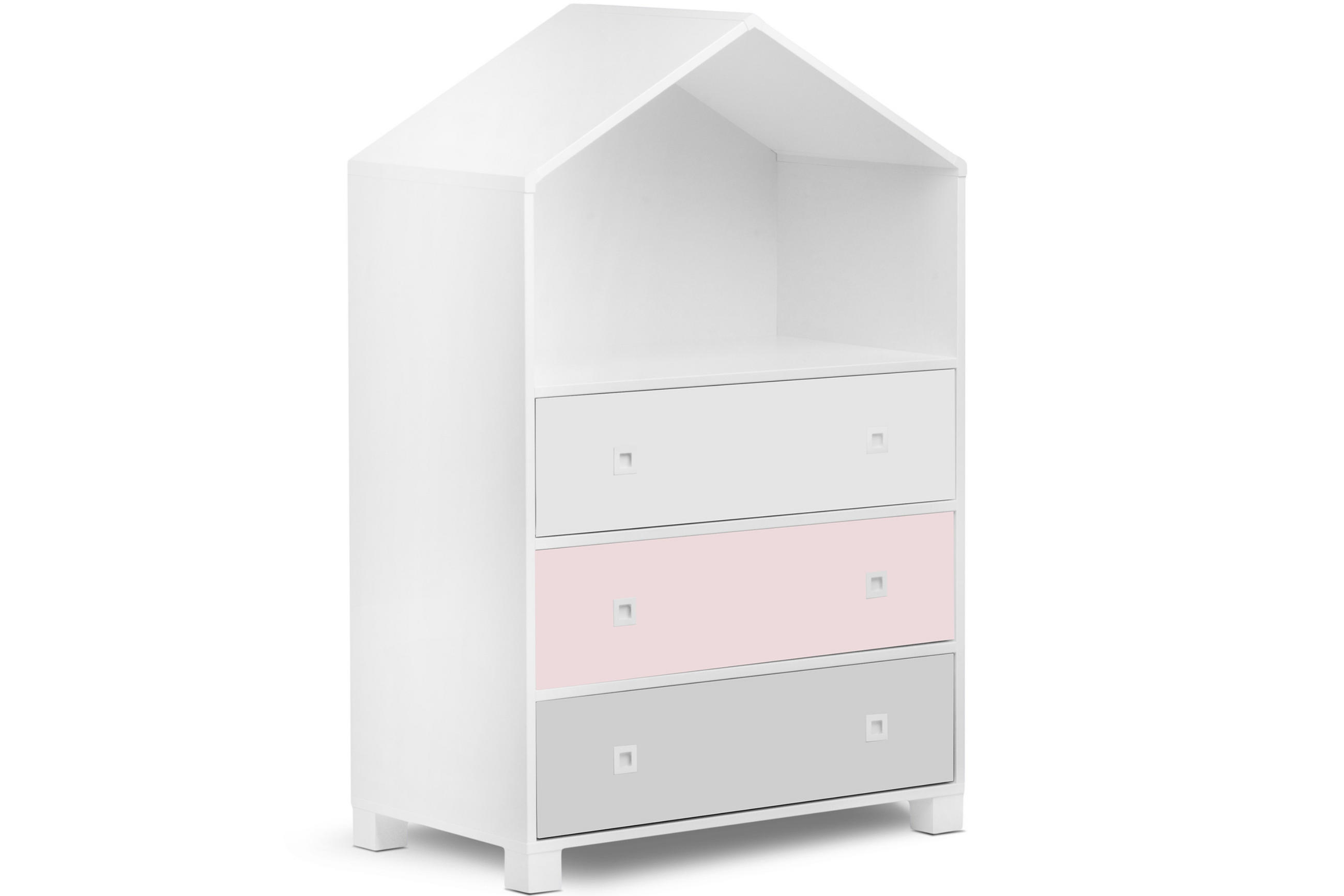 KINDERKOMMODE MIRUM mit 3 Schubladen und Einlegeböde, Weiß/Rosé/Grau - Pink/Weiß, Holz (80/126/45cm) - KONSIMO®